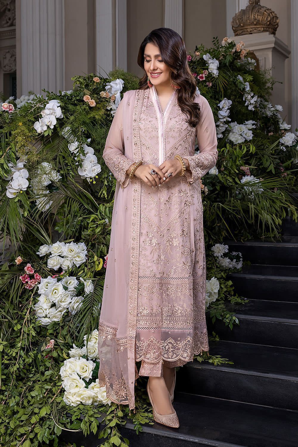 AZURE Brand •Full Embroidered Chiffon 3ps AB-C094 - Image 3