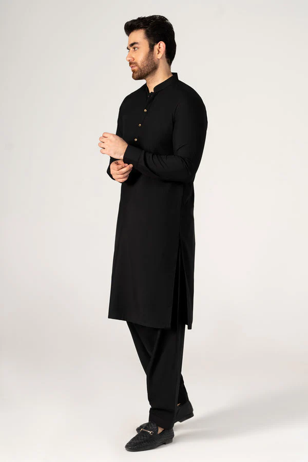Brandy Wear Special Jet Black Wash & Wear Unstitched Suit  MF-06 - Image 3