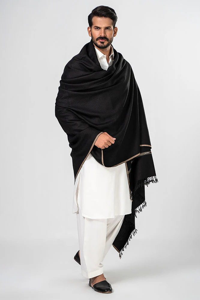 Brandy Wear Speical Men's Winter Pashmina Woolen Shawl - (Black) - JS-01 - Image 3