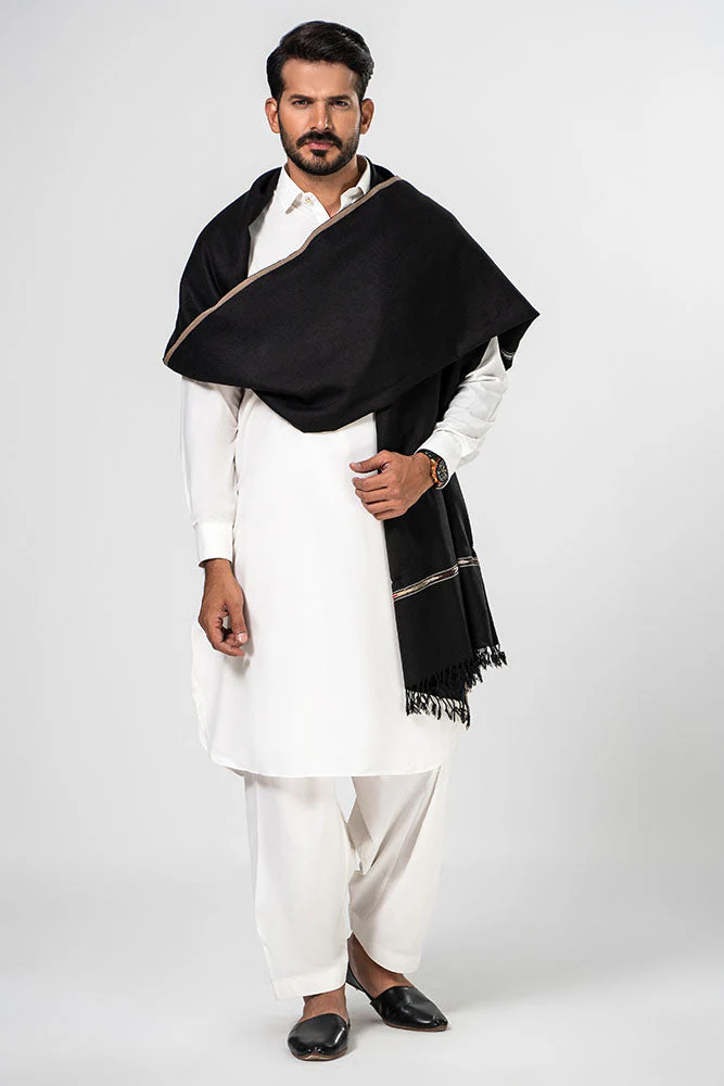 Brandy Wear Speical Men's Winter Pashmina Woolen Shawl - (Black) - JS-01 - Image 4