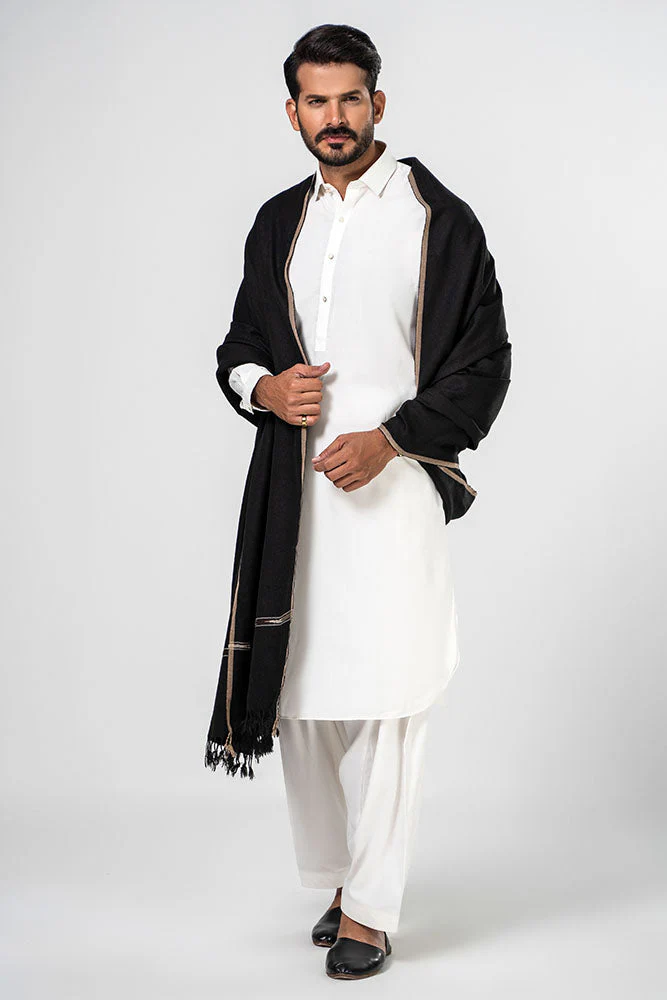 Brandy Wear Speical Men's Winter Pashmina Woolen Shawl - (Black) - JS-01 - Image 5