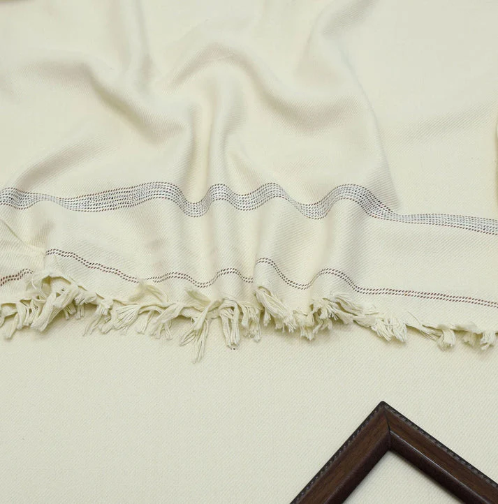 Men's Winter Pashmina Woolen Shawl - (Cream) - JS-02 - Image 5