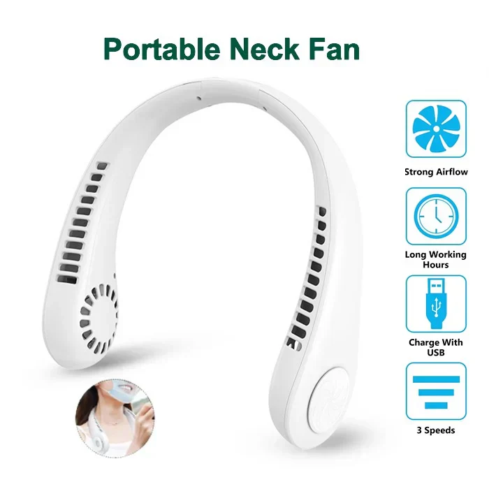 New Mini Neck Portable Fan 360 Degree Rotation Rechargeable - Image 2