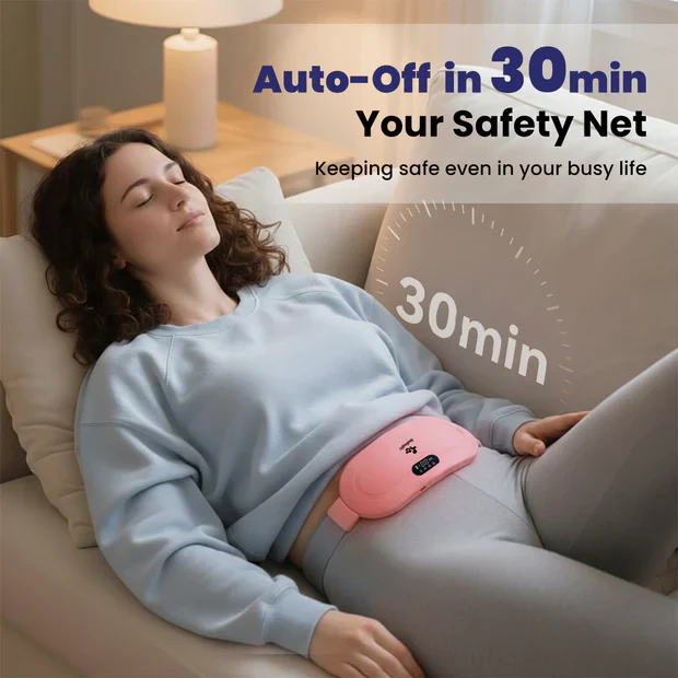Portable Cordless Heating Pad for Menstrual Cramps Relief | 3-Temperature & 4-Massage Modes | Stomach & Back Pain Relief Device for Women - Image 8