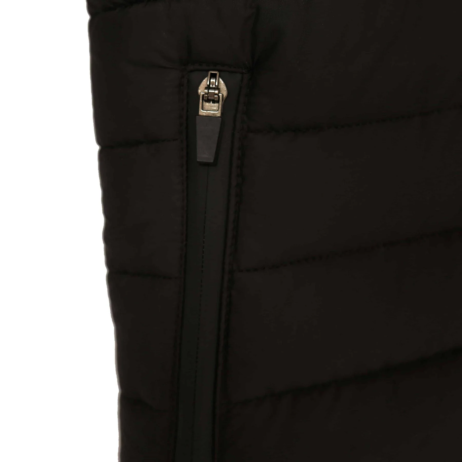 Stand Collar Puffer Jacket - Black - Image 5