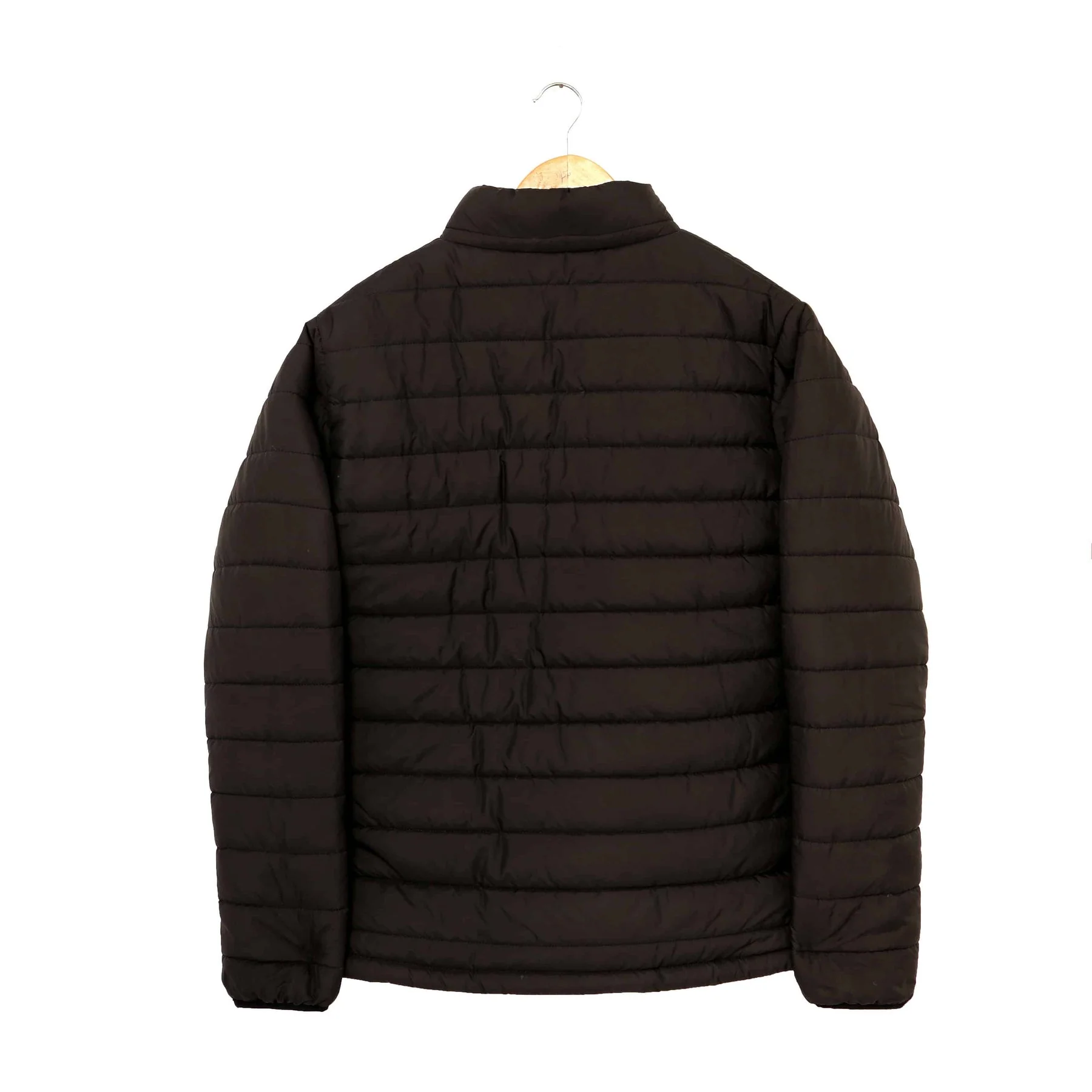 Stand Collar Puffer Jacket - Black - Image 7