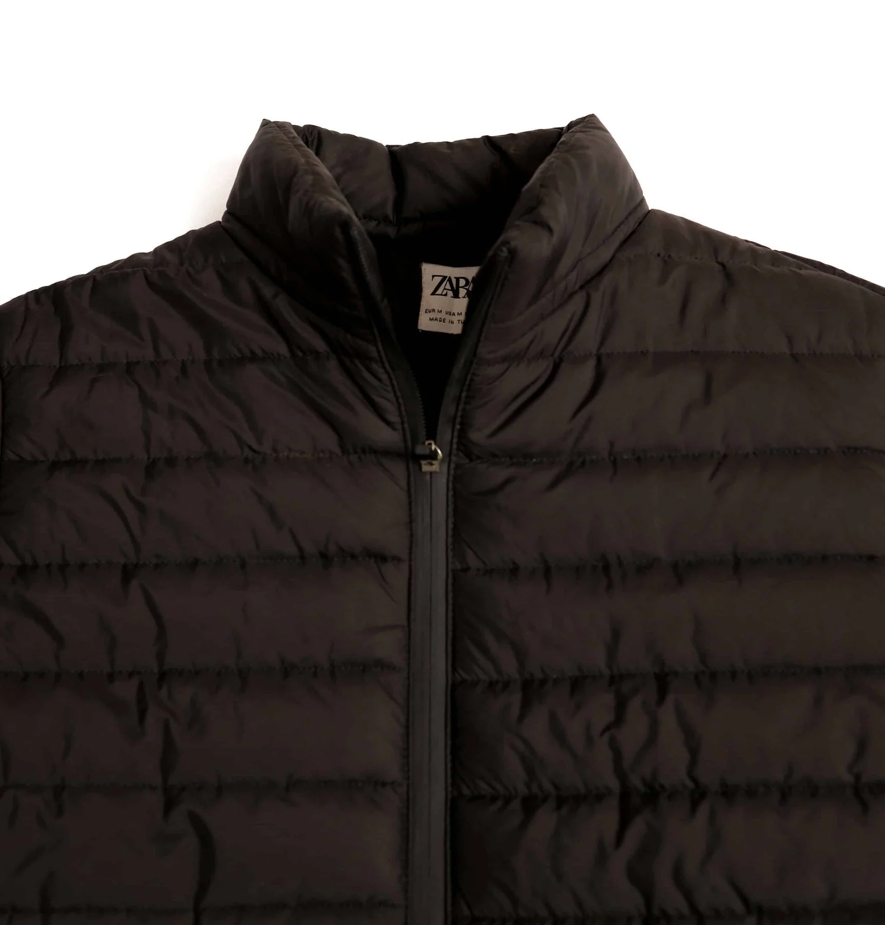 Stand Collar Puffer Jacket - Black - Image 9