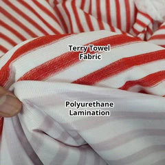 Terry Towel Waterproof Mattress Cover - Red Stripe - Image 3