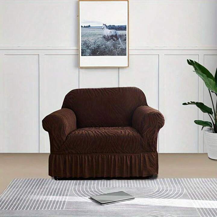 Zebra Velvet Turkish Sofa Cover - Brown - Image 4